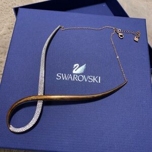 SWAROVSKI EXIST 2 TONE TWISTED WHITE CRYSTAL INFINITY NECKLACE